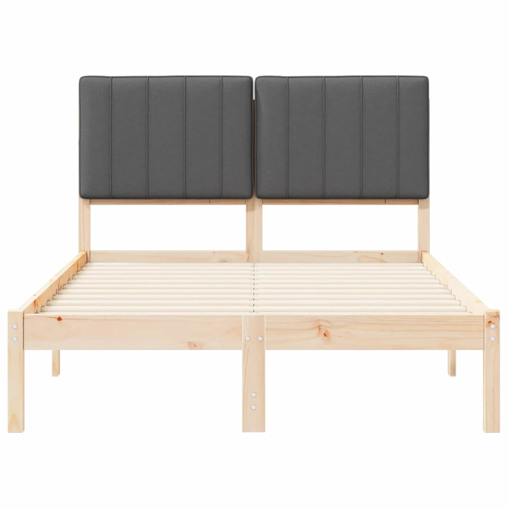 Letto con Testiera Rivestita Grigio Naturale e Scuro 878050