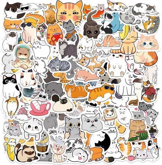Etichette - Animali - Impermeabili - Kawaii - Laptop, Skateboard - Scrapbooking - Gatto - Adatti a - Diversi modelli