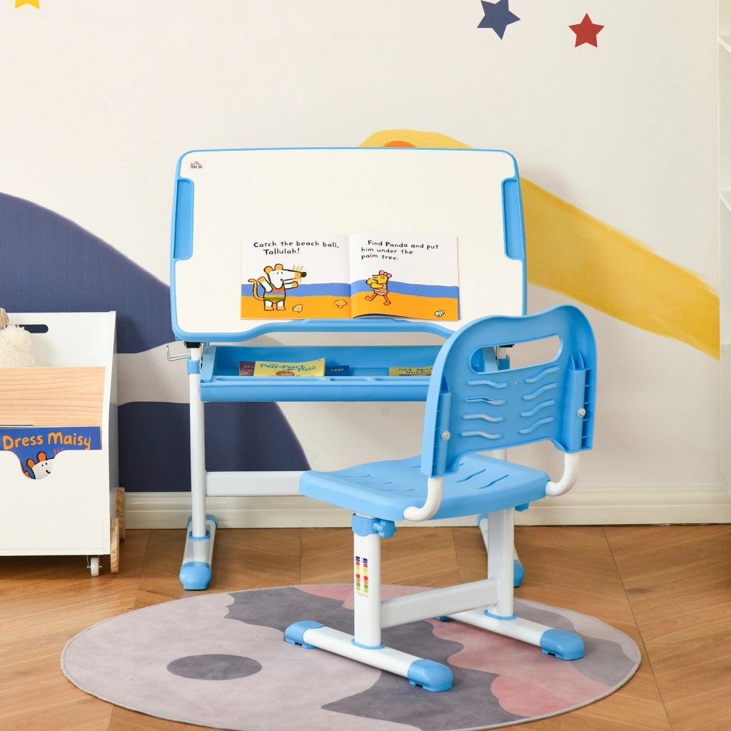 Scrivania Regolabile per Bambini con Sedia ¨C Minimal ¨C 66x47x77 cm Blu