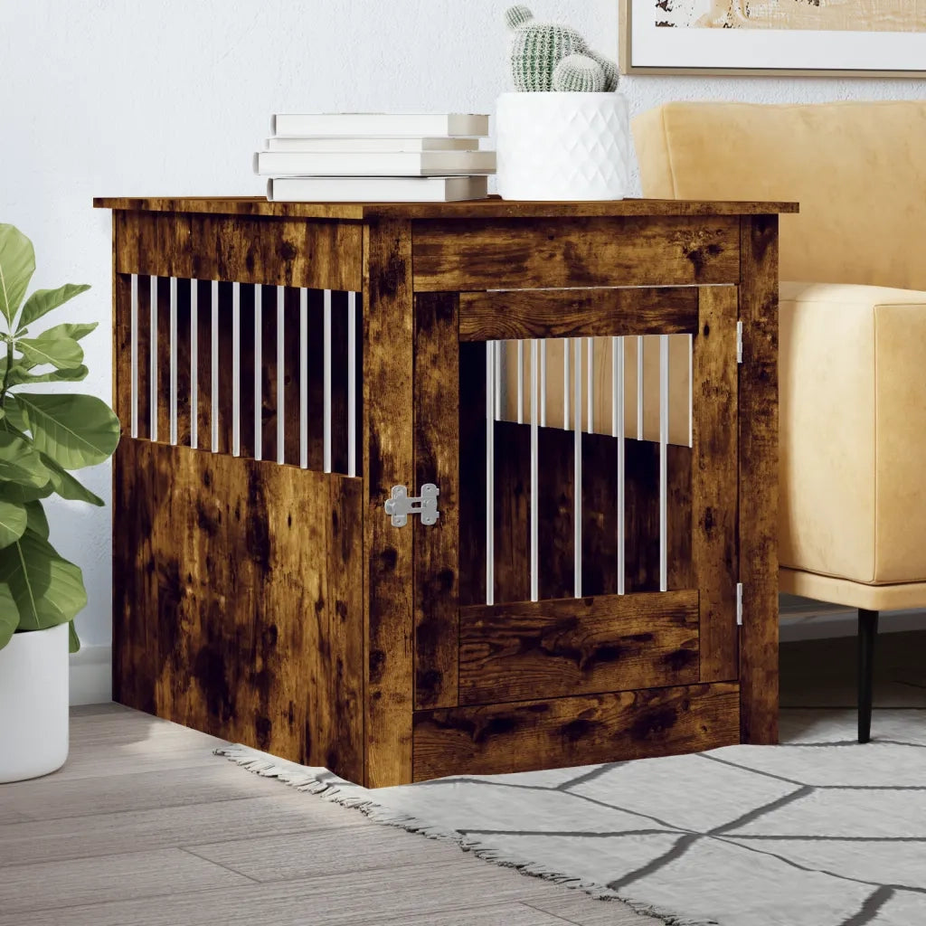 Gabbia Cani da Arredamento Rovere Fumo 64,5x80x71cm Multistrato CFW4696445