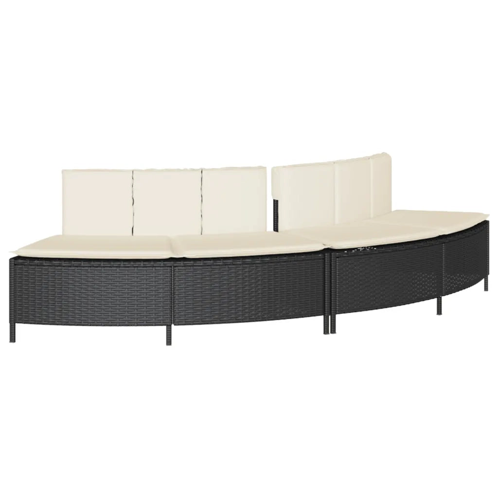 Panche Vasca Idromassaggio con Cuscini 2pz in Polyrattan Nero 365618