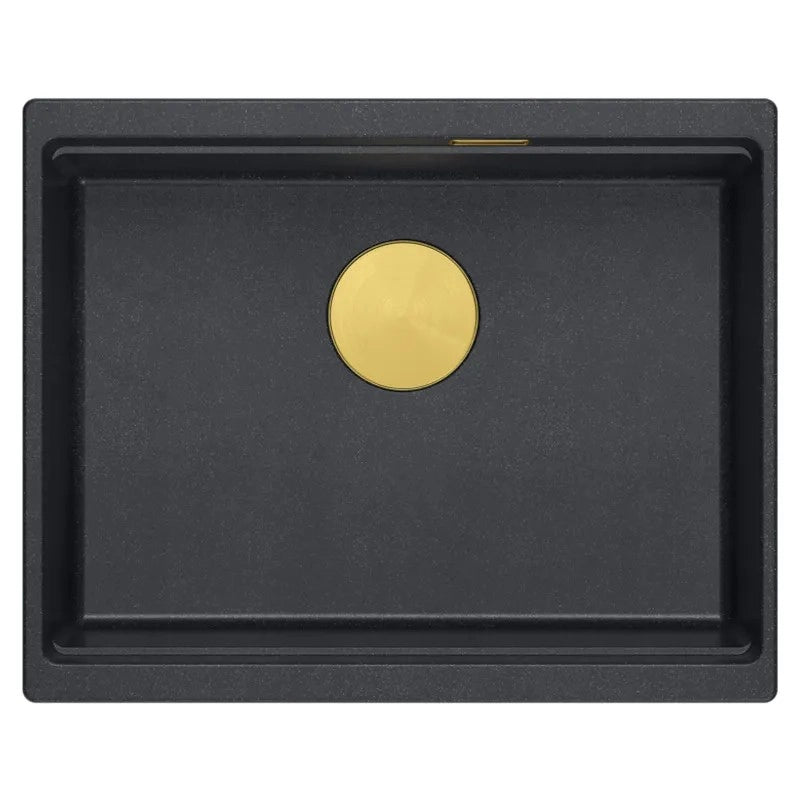 Lavello In Granito Logan 100 Black Metallic Tappo rame spazzolato