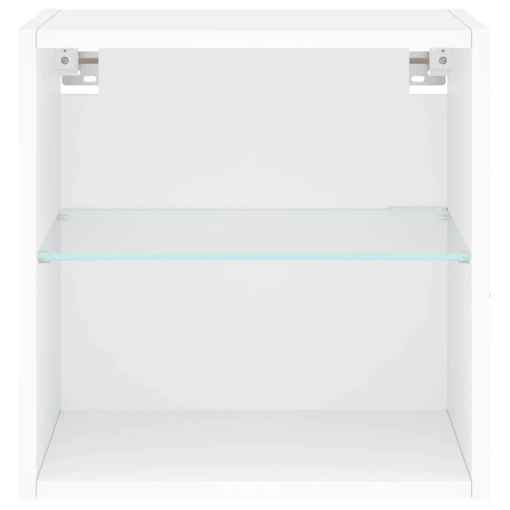 Comodini con Luci LED a Parete 2pz-Set di 2 Tavolino da notte Bianchi 384985