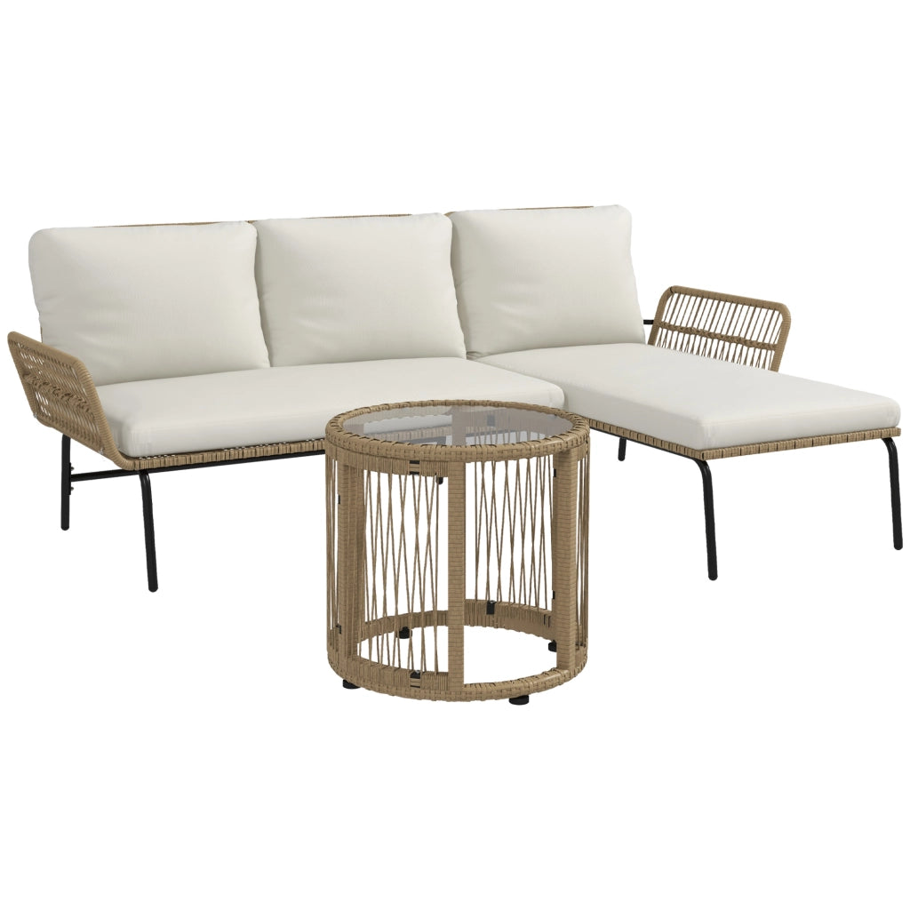 Set salotto da giardino ¨C Xylo ¨C Rattan PE, 122x79x75 cm, naturale e crema