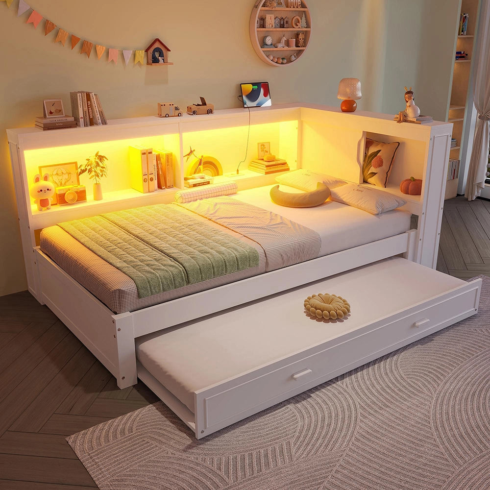 Divano letto 90x200cm?- Xylo - gigogne LED USB bianco