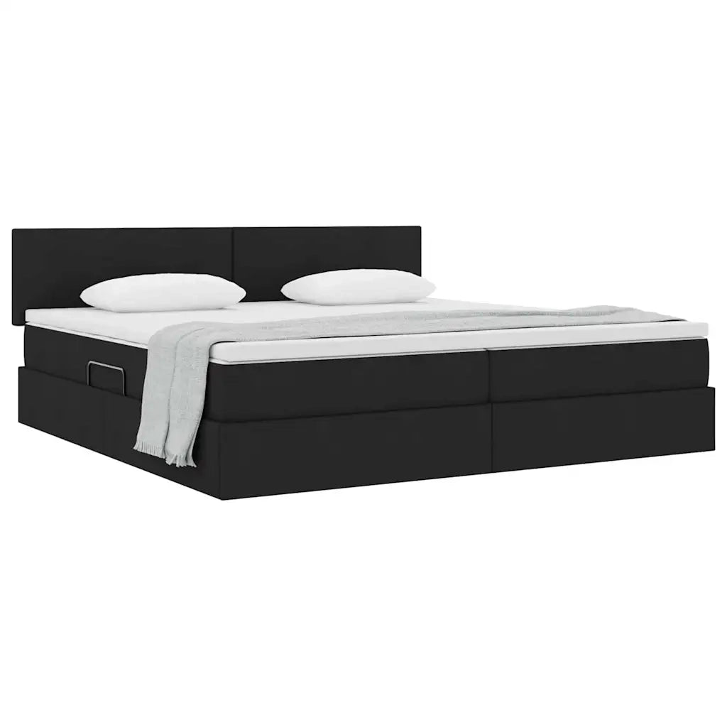 Letto con contenitore e materasso Nero 200 x 200 cm 3370469