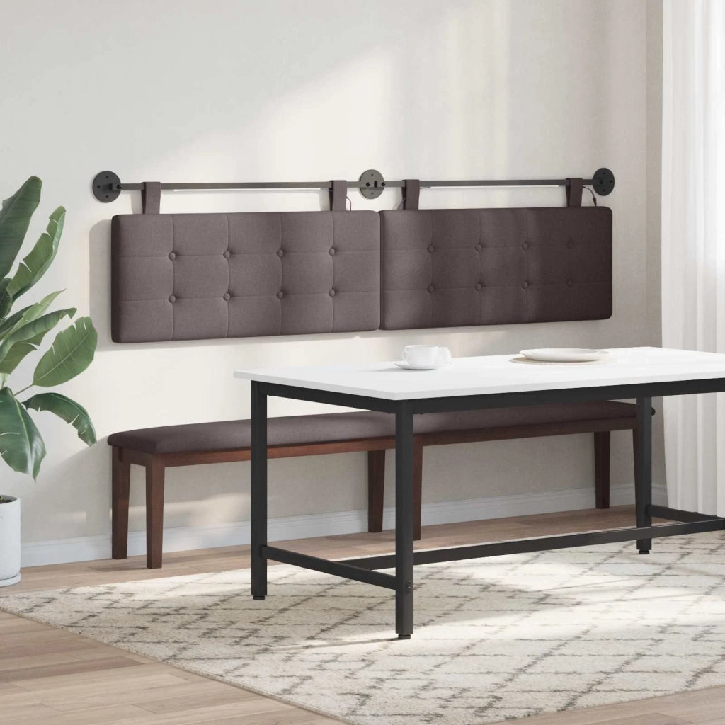 Testiera | Testata sospesa Con luce LED Marrone Scuro Tessuto