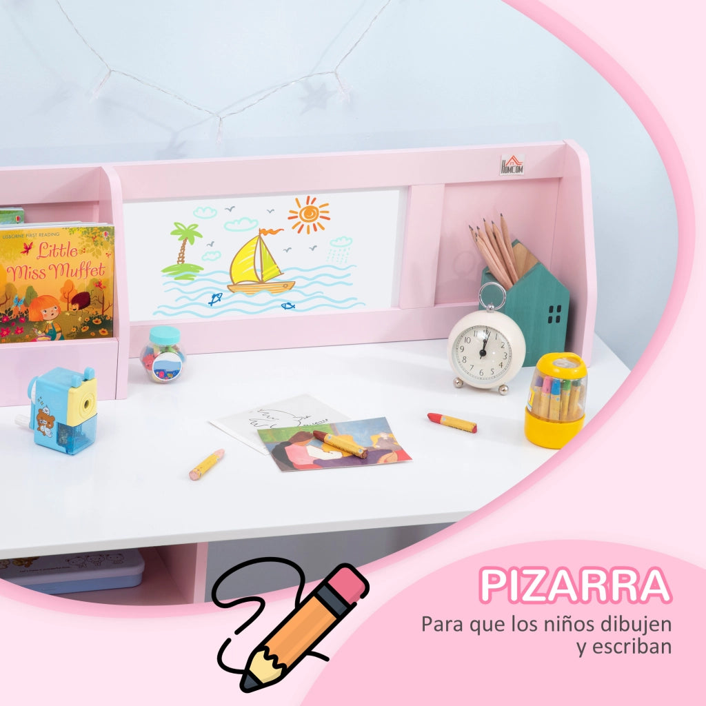 Scrivania Bambini con Sedia e Organizzatore ¨C Minimal ¨C 90x45x85 cm Rosa