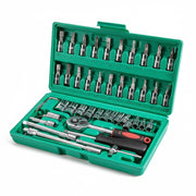 SET BUSSOLE E INSERTI 46 PEZZI 1/4" CR-V CRICCHETTO PROLUNGA VALIGETTA CTC-686