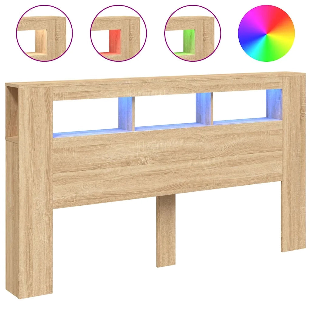 Testiera LED Rovere Sonoma 180x18,5x103,5 cm Legno Multistratocod mxl 132796