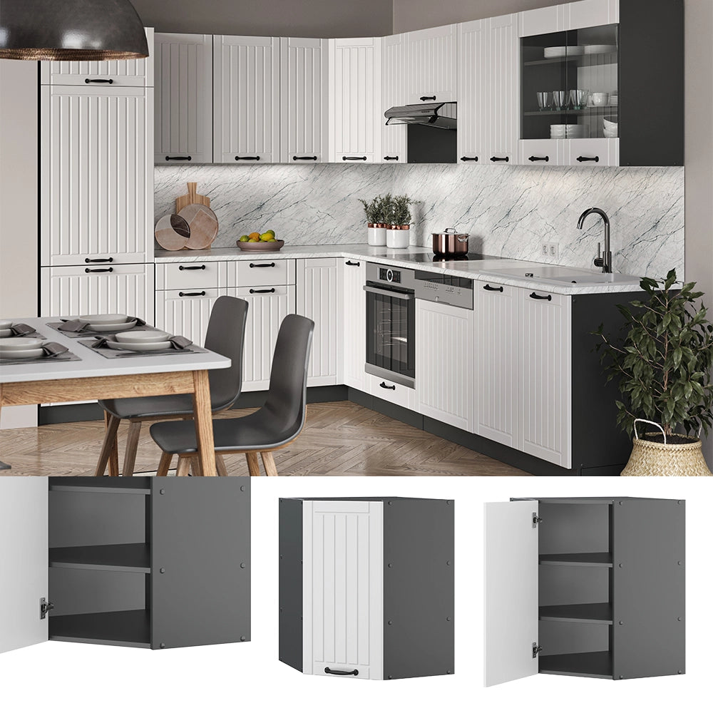 Vicco Mobile angolare da cucina Bianco casa di campagna 57 cm