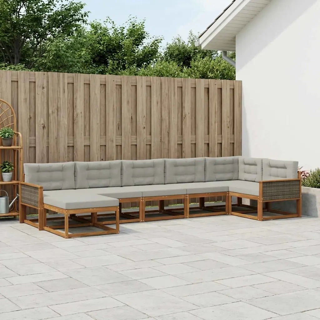 Set di divani da esterno 7 pcs Naturale e Grigio Chiaro 3382739