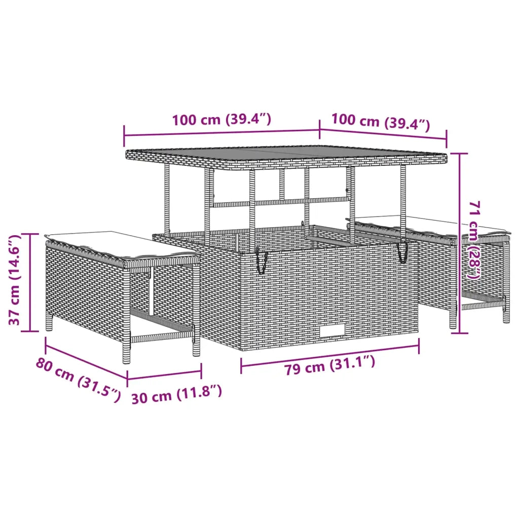 Set Divano da Giardino con cuscino 8 pcs Nero polyrattan 3361994
