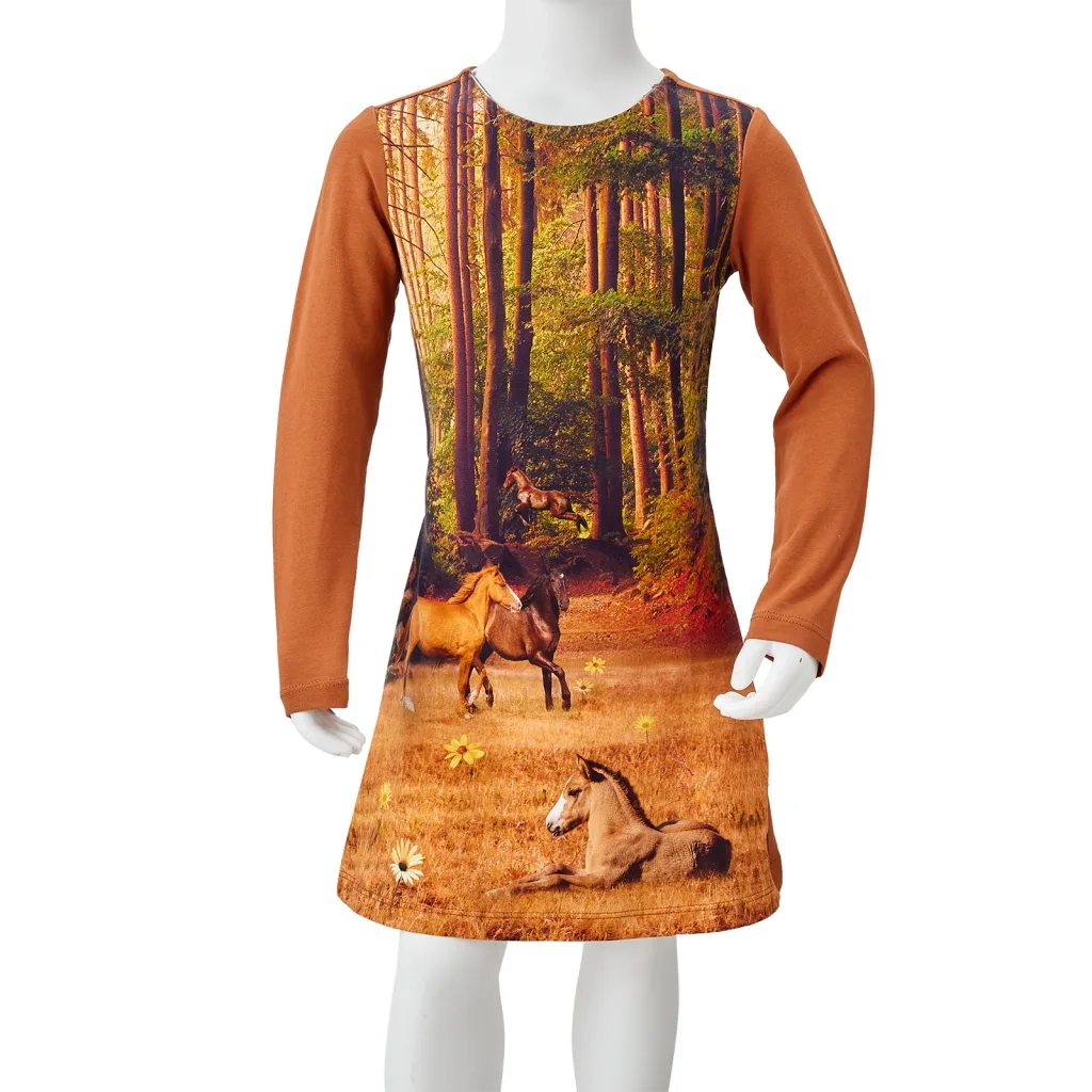 Abito da Bambina a Maniche Lunghe Cognac 104 CFW8461411