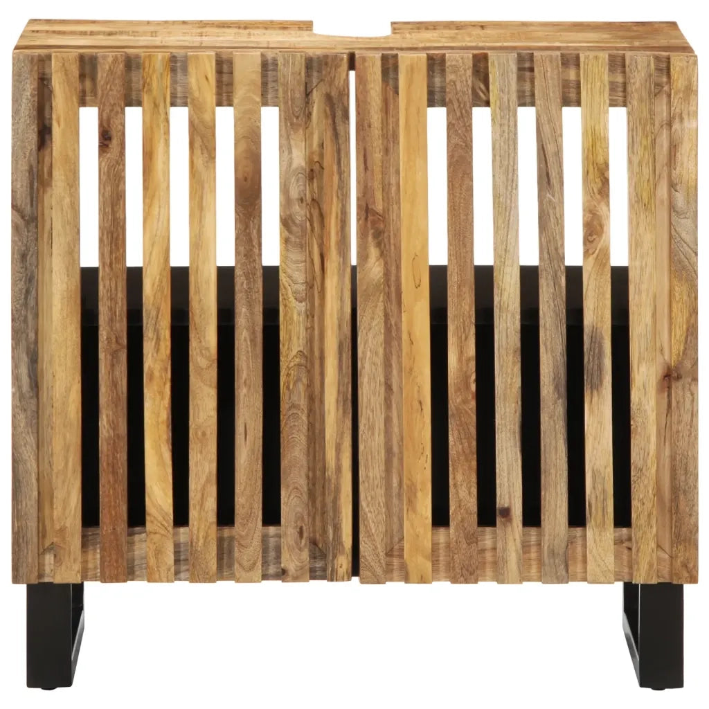 Mobile Lavabo da Bagno 62x34x58cm Legno Massello Mango Grezzo 377529