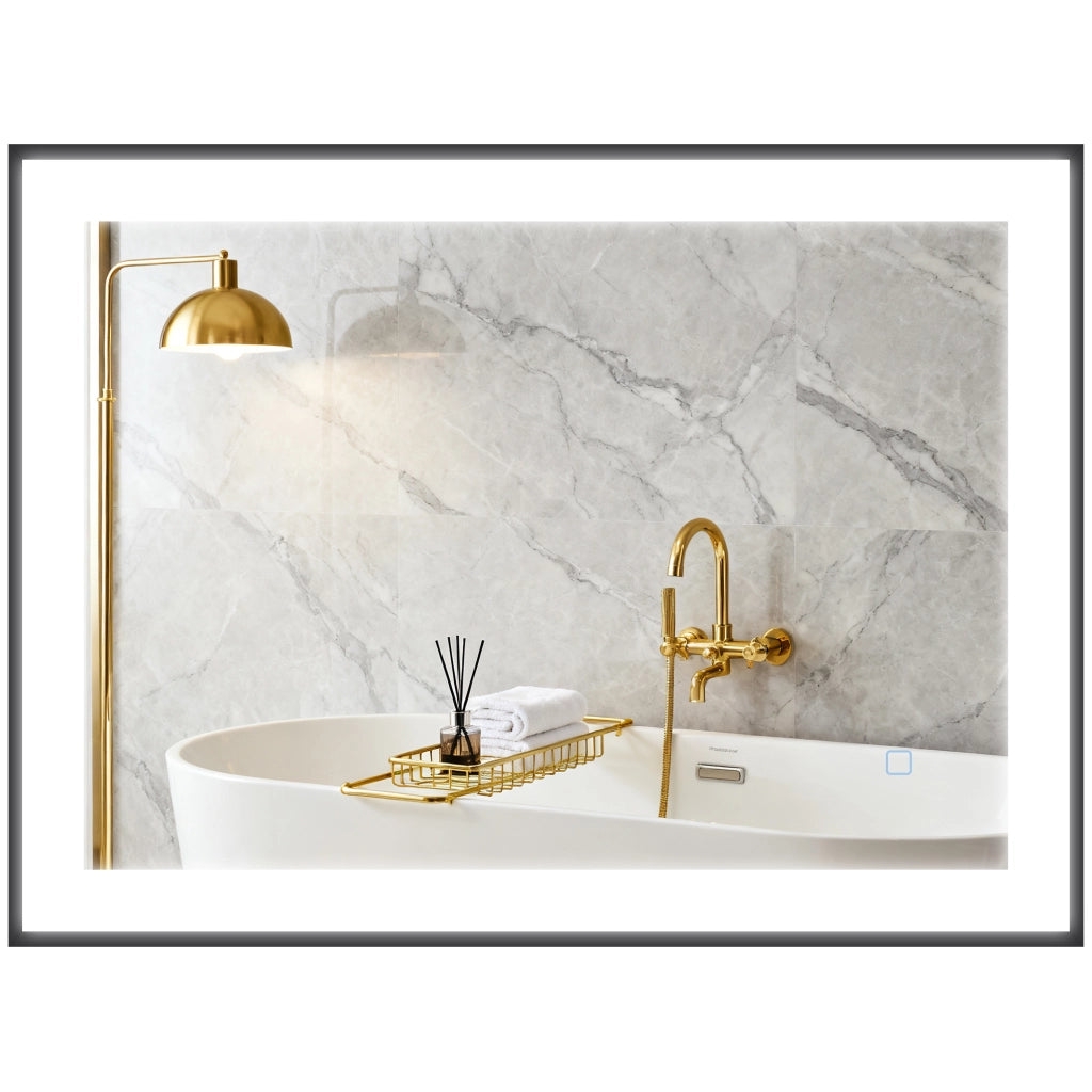 Specchio da Bagno con Luce LED ¨C Minimal ¨C Bianco 80x60 cm Antivaho IP44