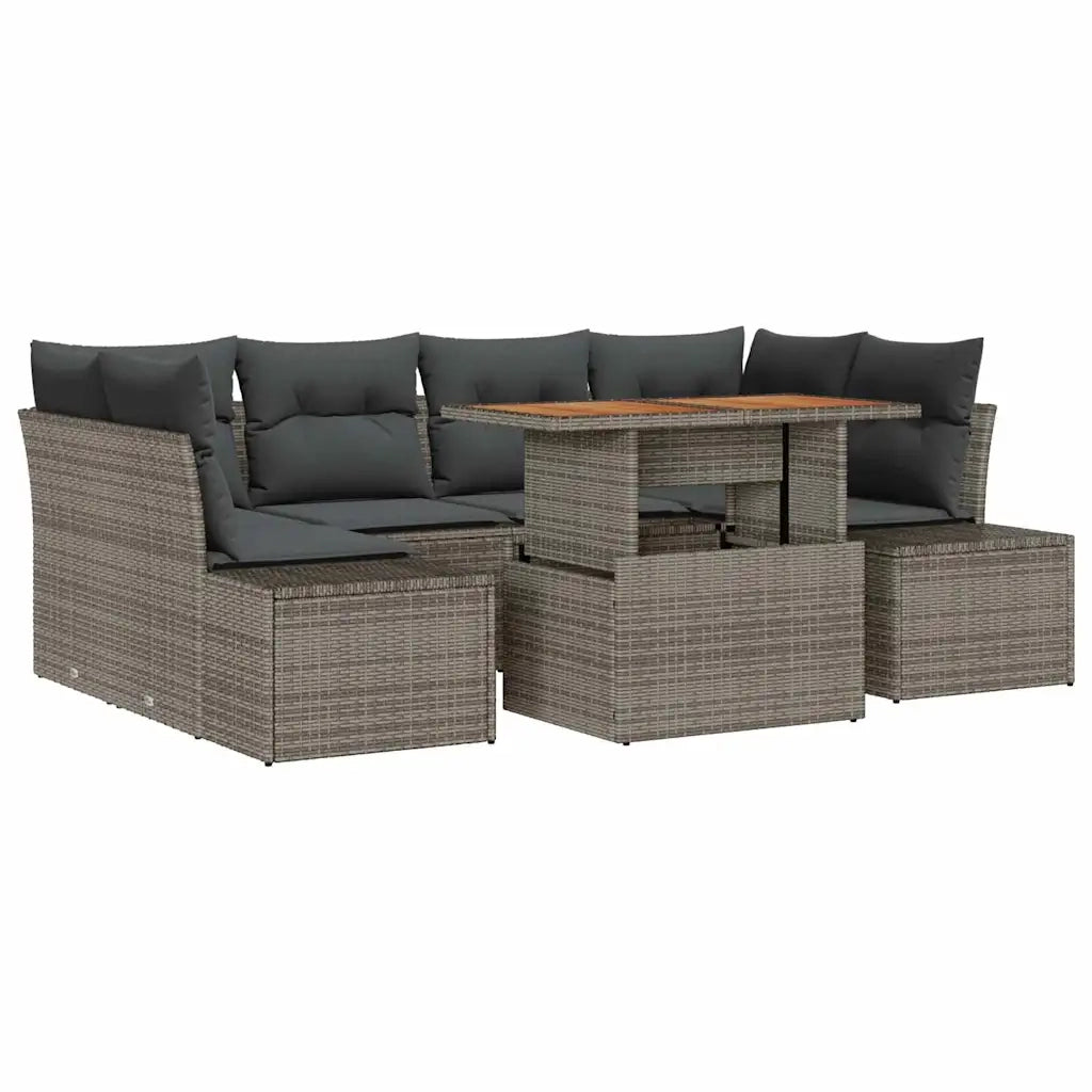 Set da Pranzo per Giardino con cuscino 7 pcs Grigio e Marrone 3349915