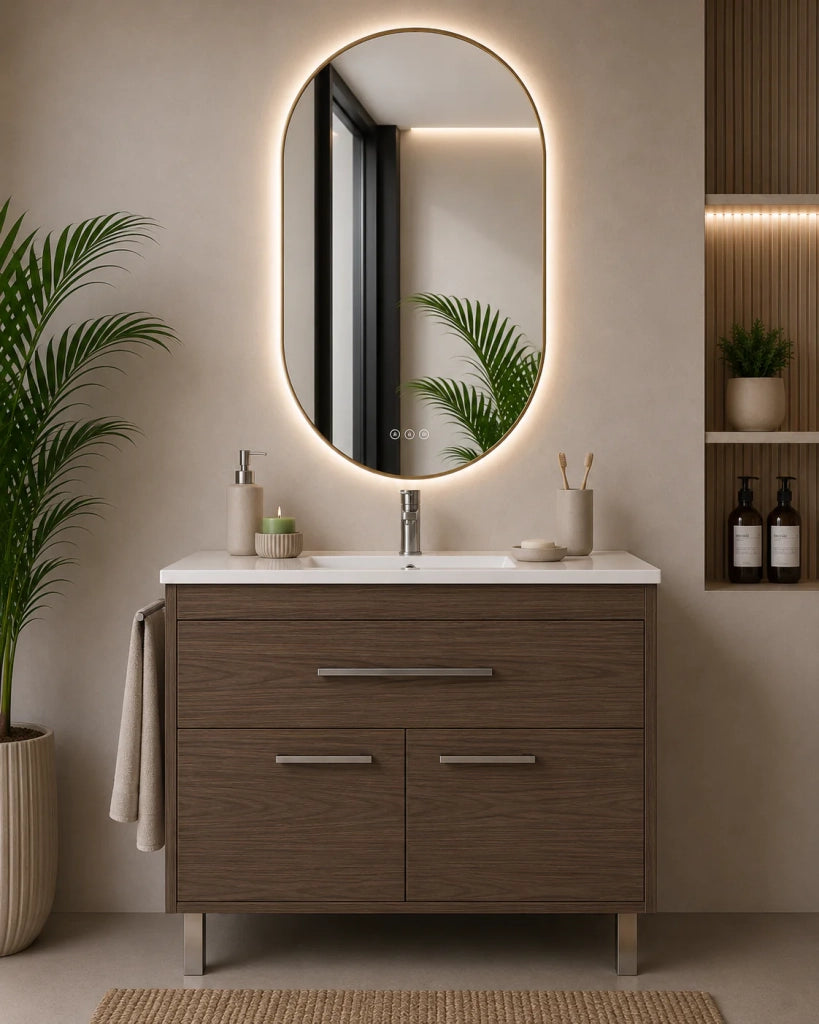 Mobile bagno con lavabo ORIGENBATH BAHIA senza specchio 80x45 cm frassino tea