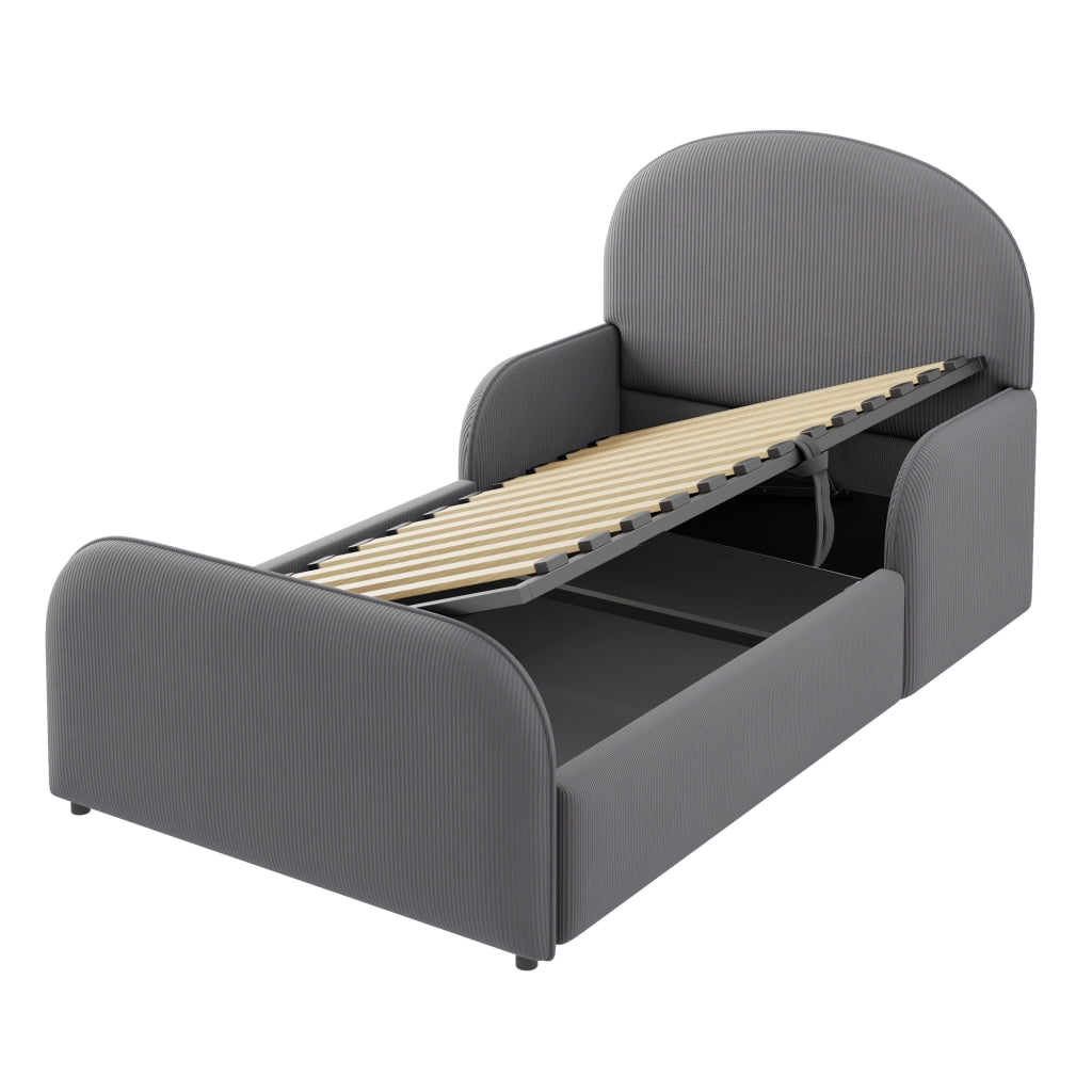 LETTO Contenitore idraulico 90x200 cm in velluto grigio