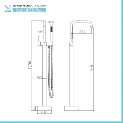Rubinetto da terra per vasca freestanding cromato