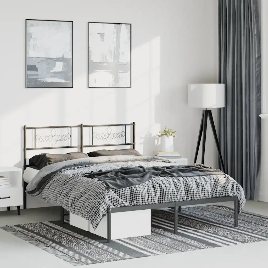 Giroletto con Testiera in Metallo Nero 135x190 cm