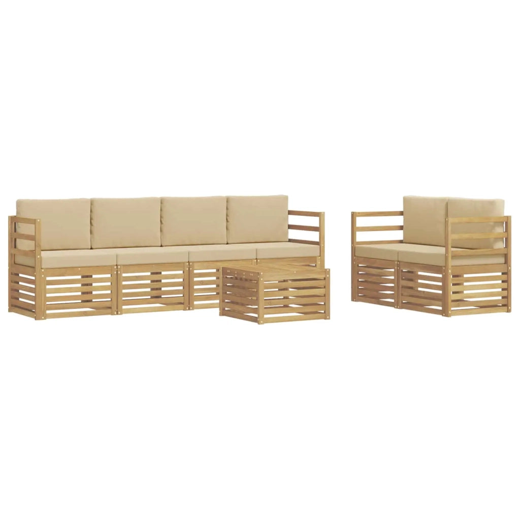 Set di divani da esterno 7 pcs Bianco e Beige Poliestere 3391418