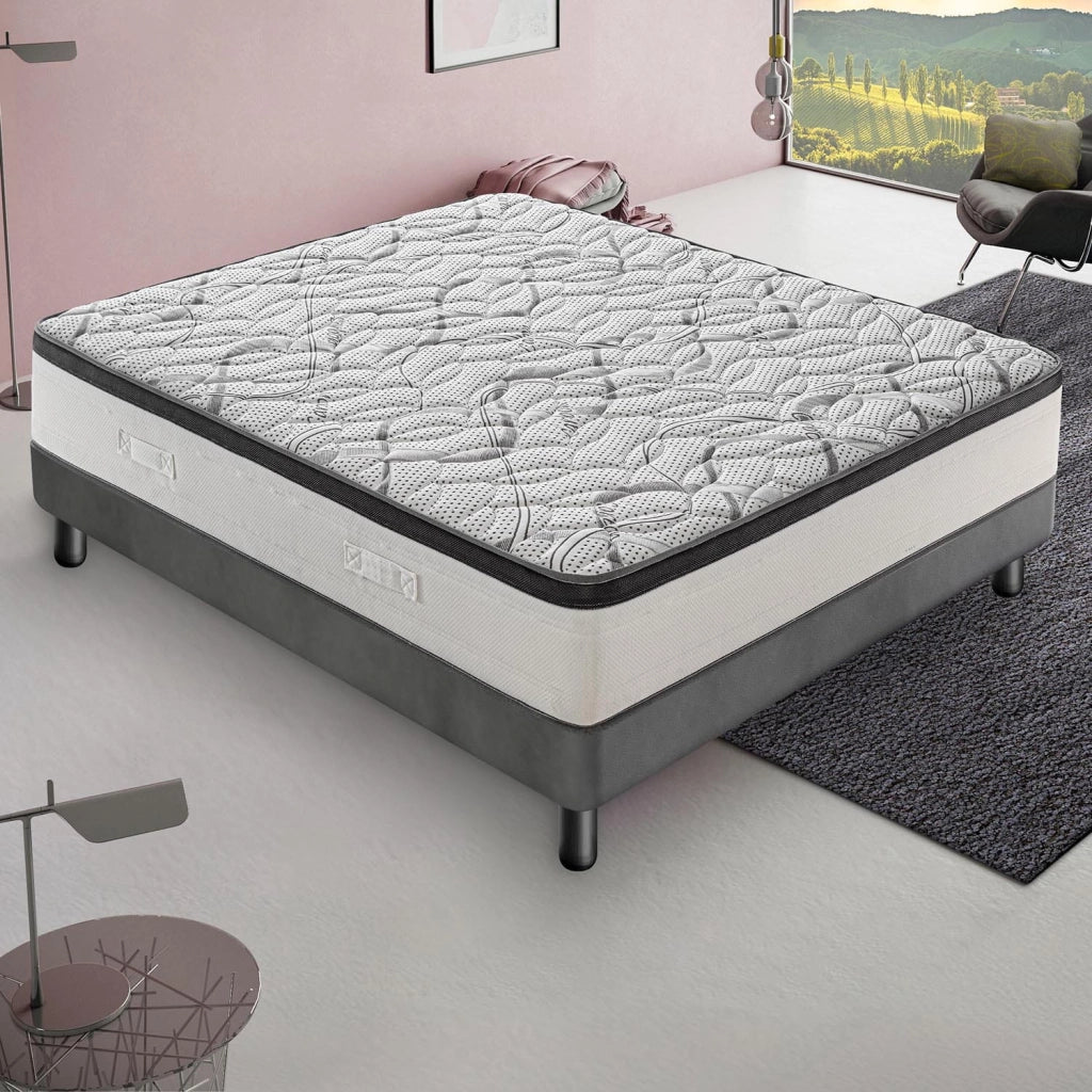 Materasso Matrimoniale 160x200 - In schiuma HR - Alta densità - Ortopedico - Rigidità H3 - Rivestimento CARBON DELUXE - Altezza 20 cm