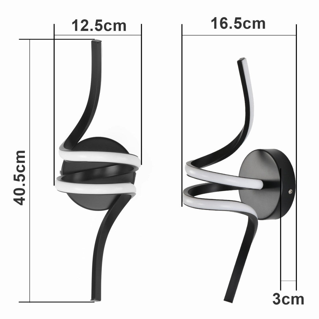 ZMH Applique moderna a LED nera per interni 7W bianco caldo per scale e corridoio