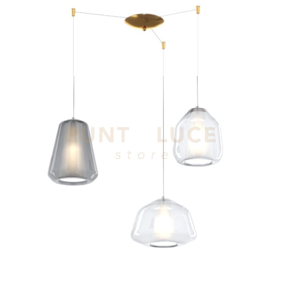 SOSPENSIONE OTTONE SAT. 3 LUCI SPOSTABILE VETRI ALPHA TR + BETA TR + GAMMA FU 1176OS-S3 S ABG-TF