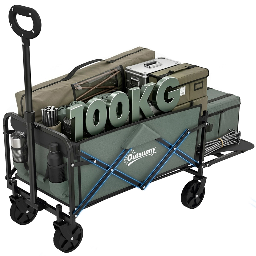 Carrello Pieghevole da Trasporto ¨C Xylo ¨C Con Manico Telescopico e Apertura Posteriore 76x48x92cm Verde