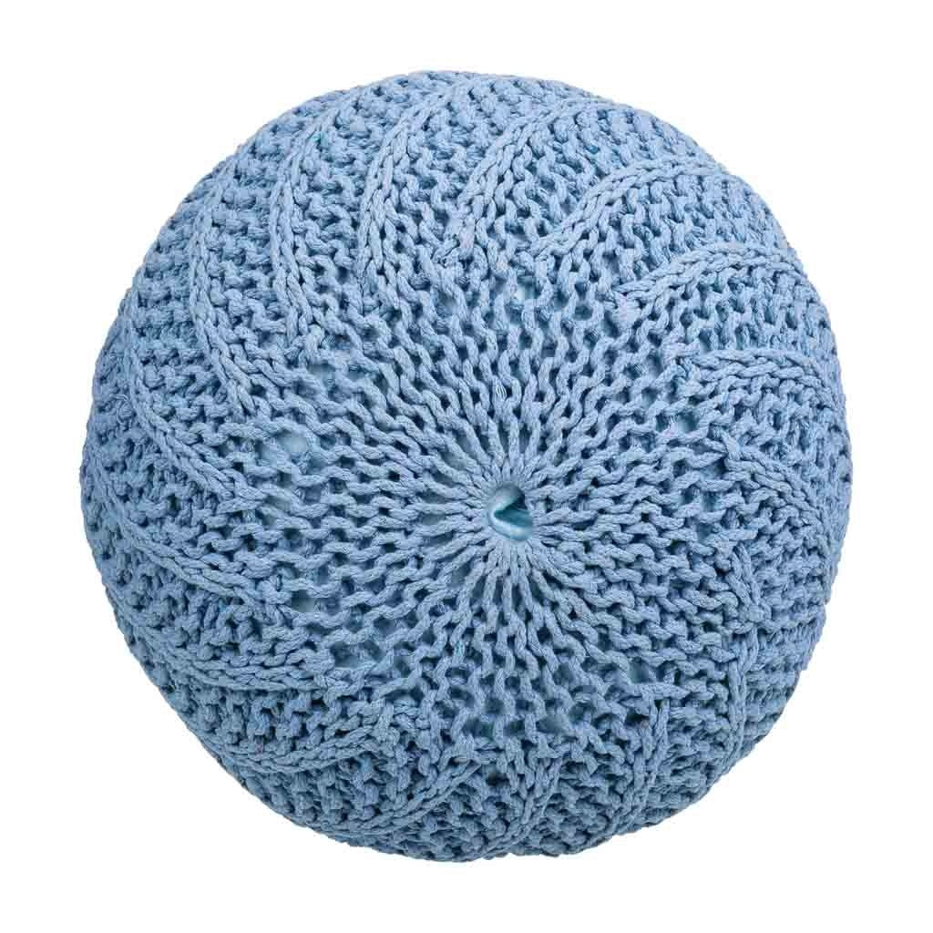 Puff de algodón trenzado azul 45x45x30