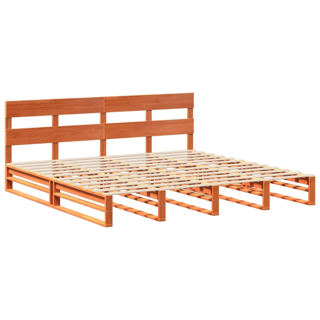 Letto senza Materasso Marrone Cera 200x200 cm in Legno di Pino
