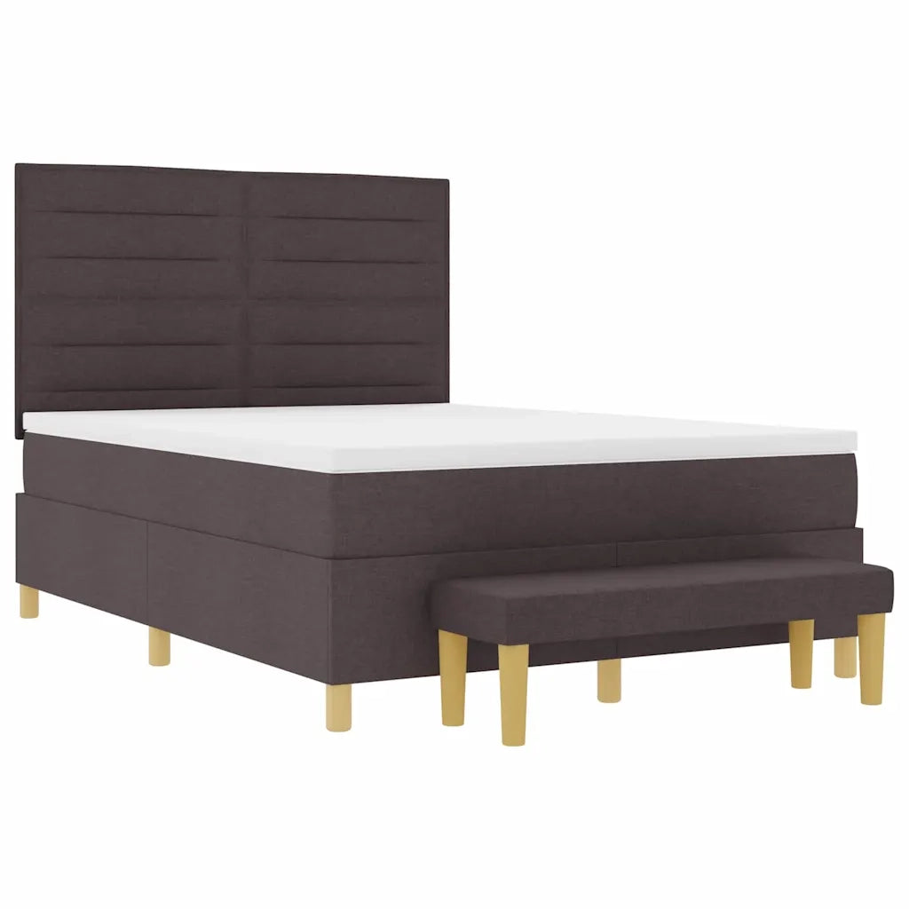 Letto a molle con materasso Marrone scuro 140 x 200 cm Tessuto