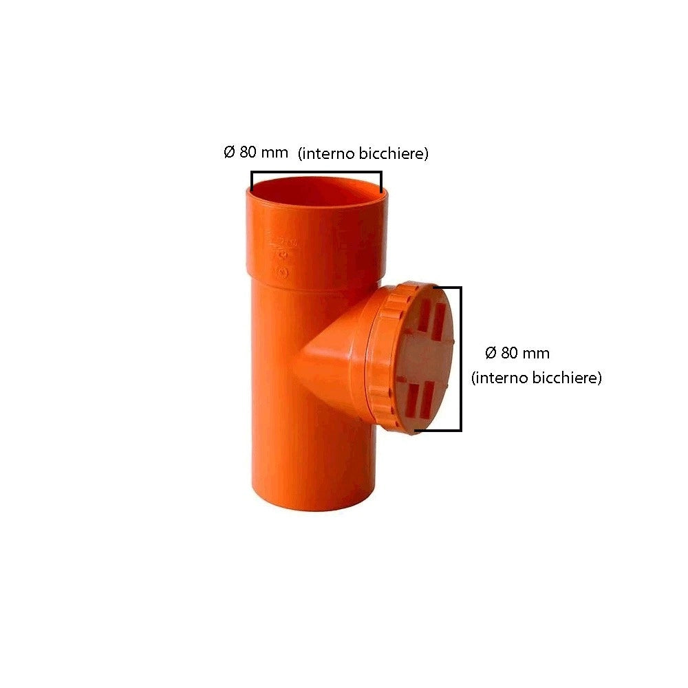 Ispezione lineare in pvc : Colore - Arancio, Diametro - 80 (tappo Ø80)