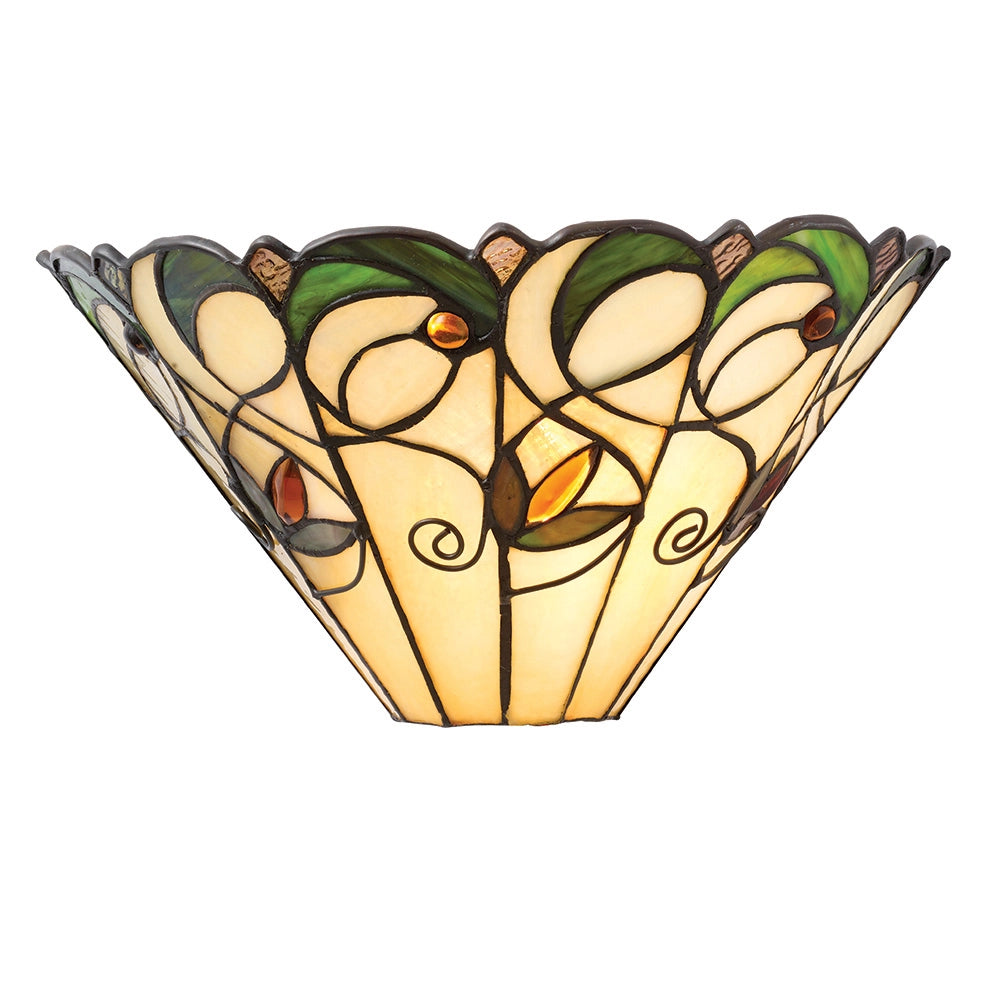 Applique Tiffany JAMELIA vetro floreale perline ambra E14 40W