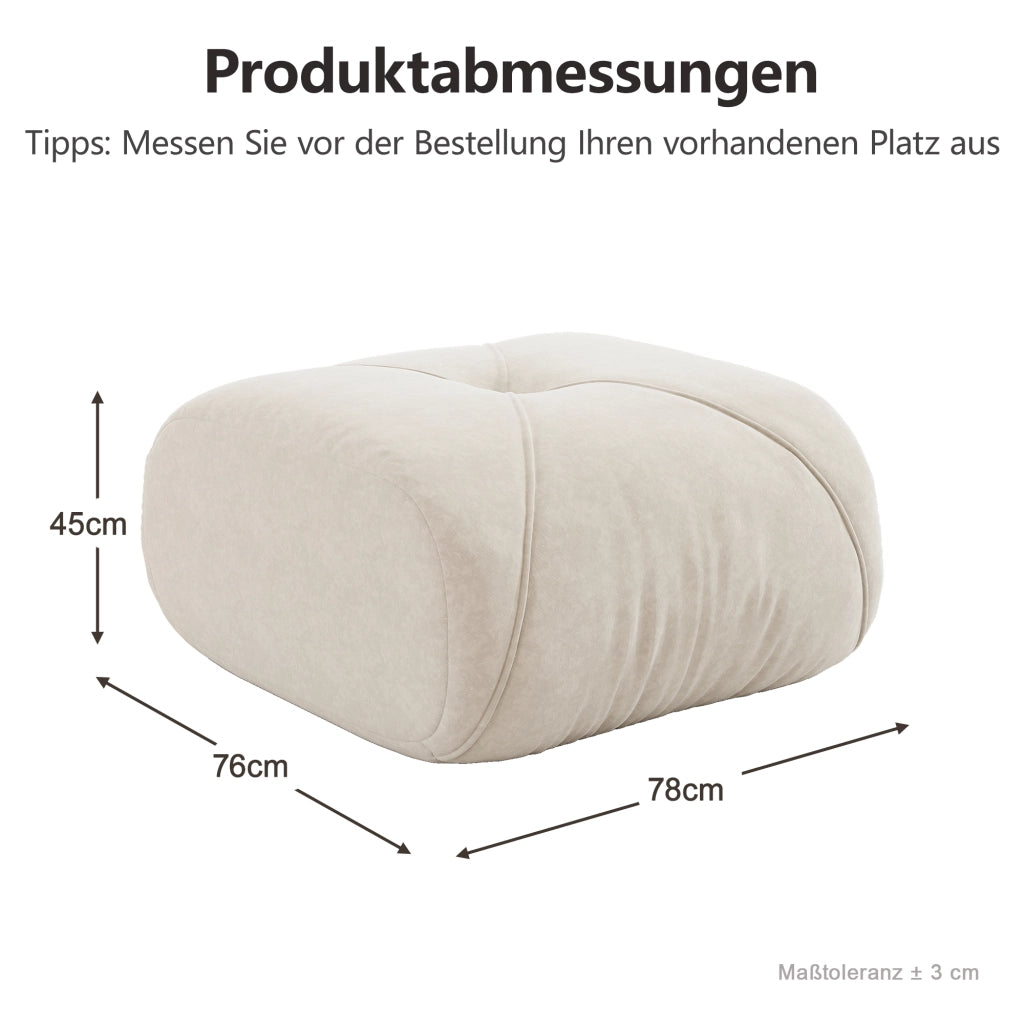 Pouf Ottoman in Chenille Beige Chiaro