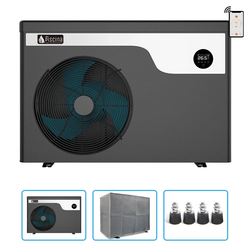 Pompa Di Calore Full Inverter Per Piscina Fino A 75 M³ Mr. Smart By Mr. Piscina® Con Copertura Protettiva E Piedini Antivibrazione