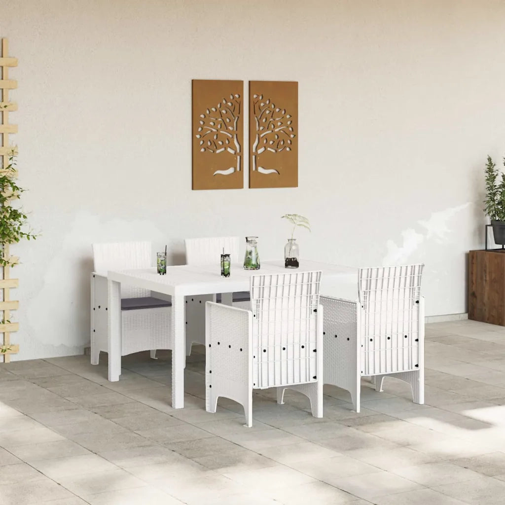 Set da Pranzo per Giardino 5 pcs Bianco Rattan Polt