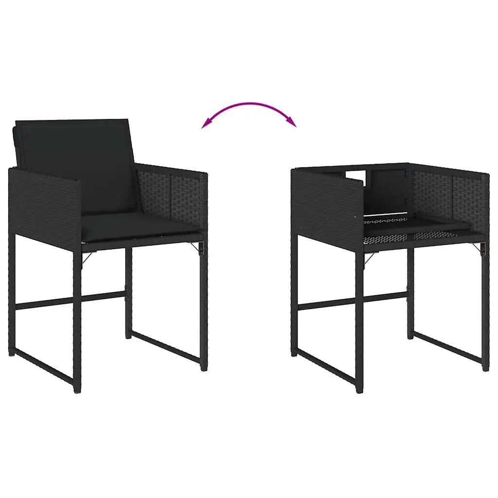 Set da Pranzo da Giardino 11 pz con Cuscini in Polyrattan Nero 3278094