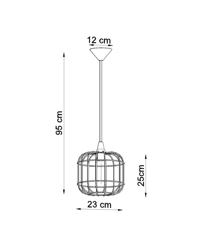 Lampada a sospensione CELTA nera metallo E27 Ø25 Sollux