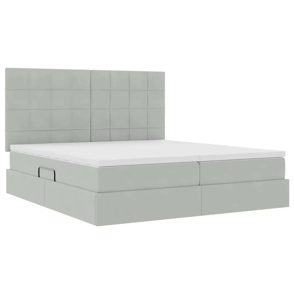 Letto con Contenitore Grigio chiaro 200 x 200 cm Velluto