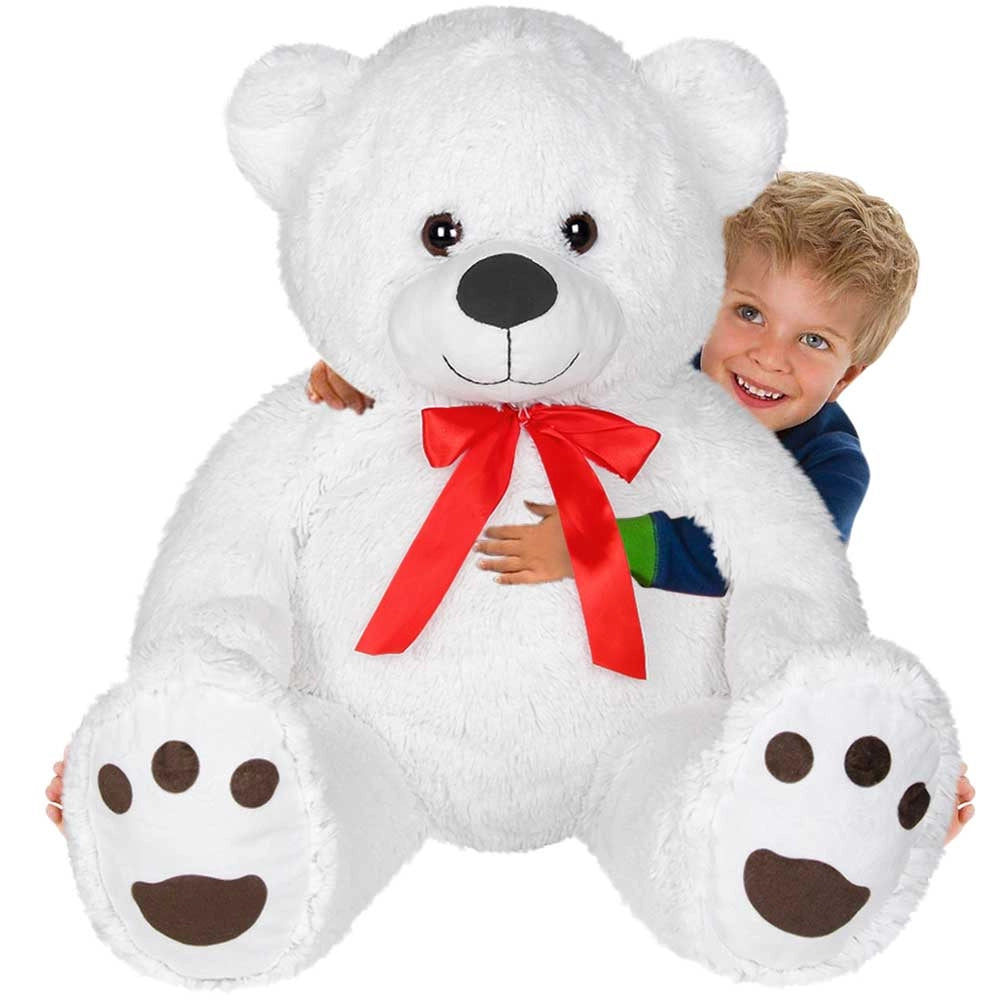 Peluche Orso Gigante XXL 140cm Orsacchiotto Morbido Bianco per Bambini