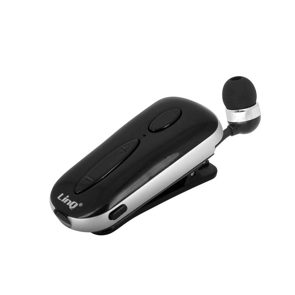 Trade Shop - Mono Auricolare Stereo Bluetooth Con Clip-on Retrattile Associa 2 Cellulari K36 -