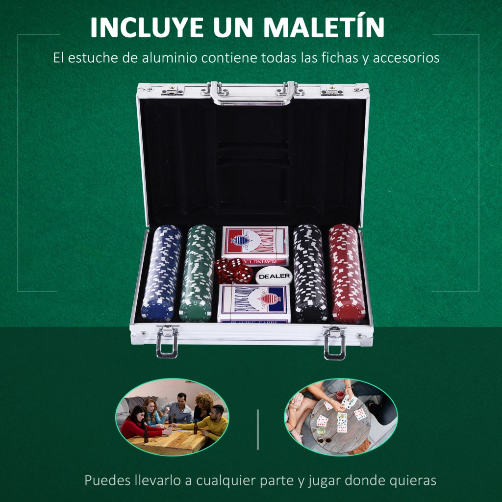 Set di Poker con Fichas e Dadi ¨C Minimal ¨C 29,5x20,5x6,5 cm Multicolore