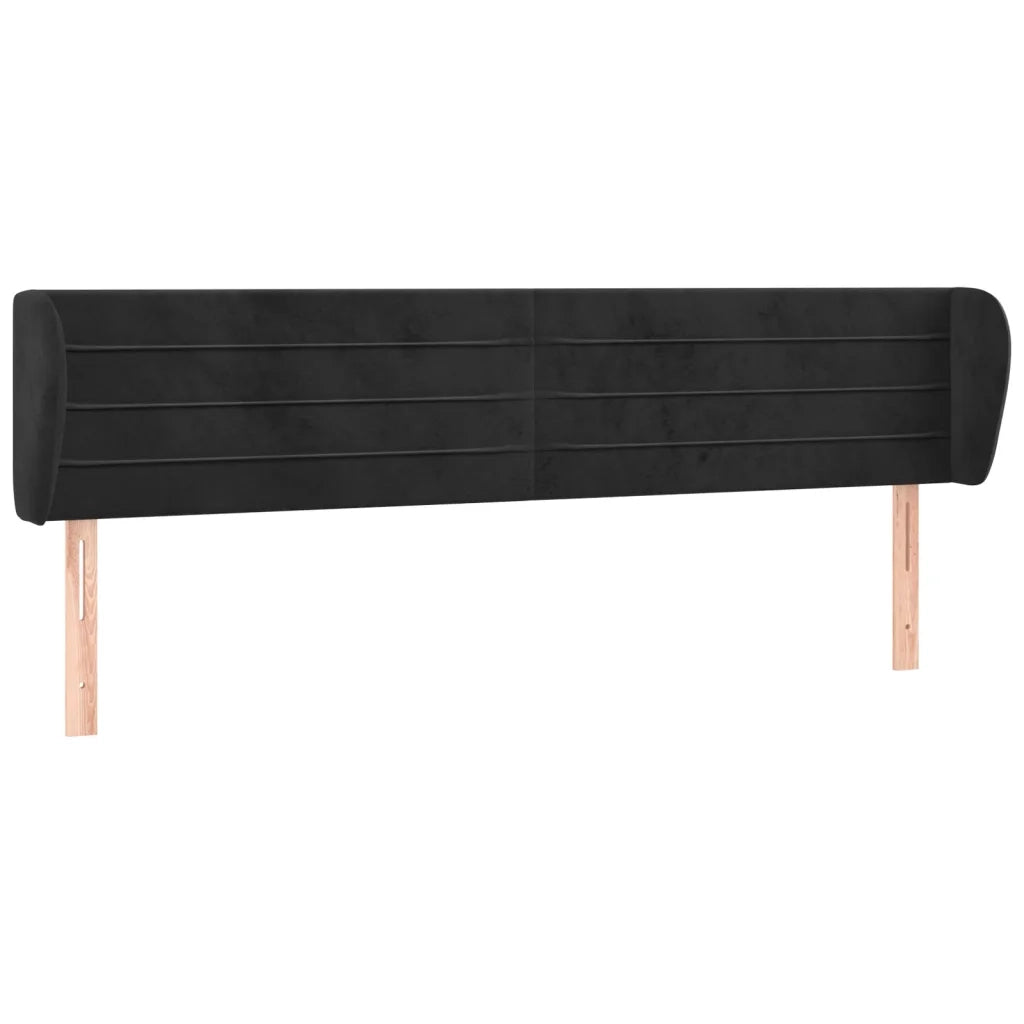 Testiera ad Orecchio-Testata con Orecchie Nera 203x23x78/88 cm in Velluto 547940