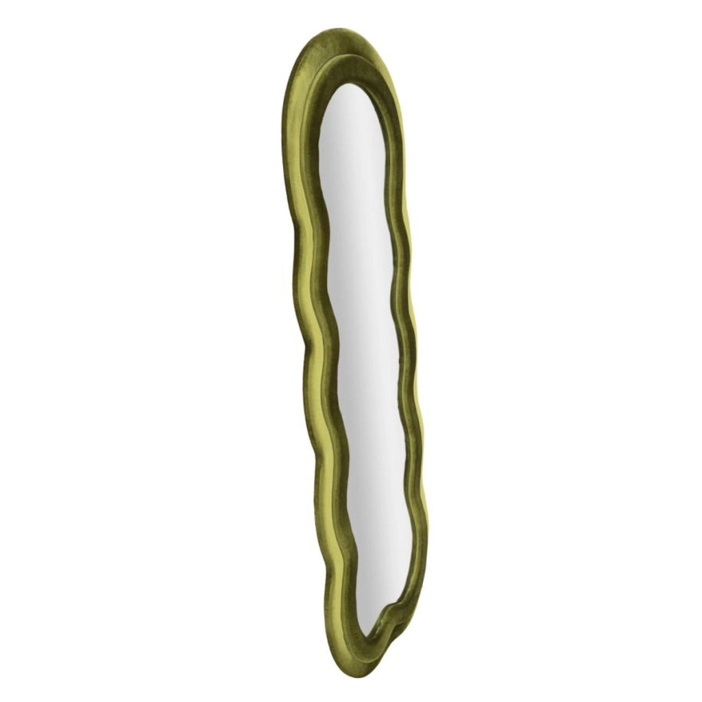 Specchio da parete Miki XL con cornice in velluto verde