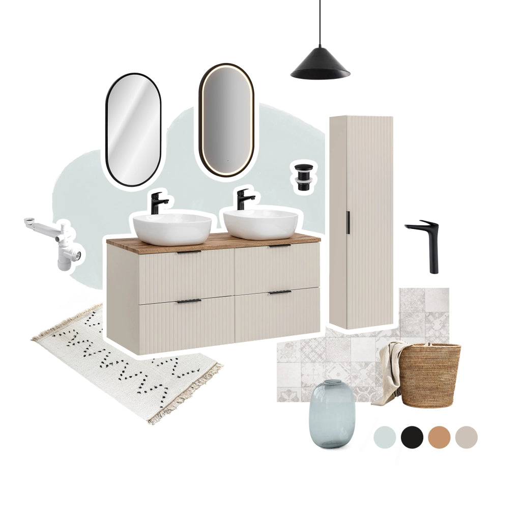 Set mobili bagno 80 cm con piano Adel Cashmere 80 cm