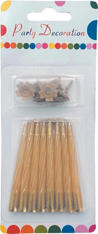 MAURY'S CANDELINA GLITTER ORO 7CM CON BASE 8PZ