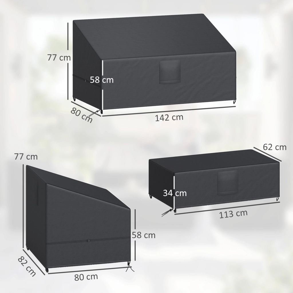 Coperture Impermeabili per Mobili da Giardino ¨C Xylo ¨C Set 4 Pezzi Nero