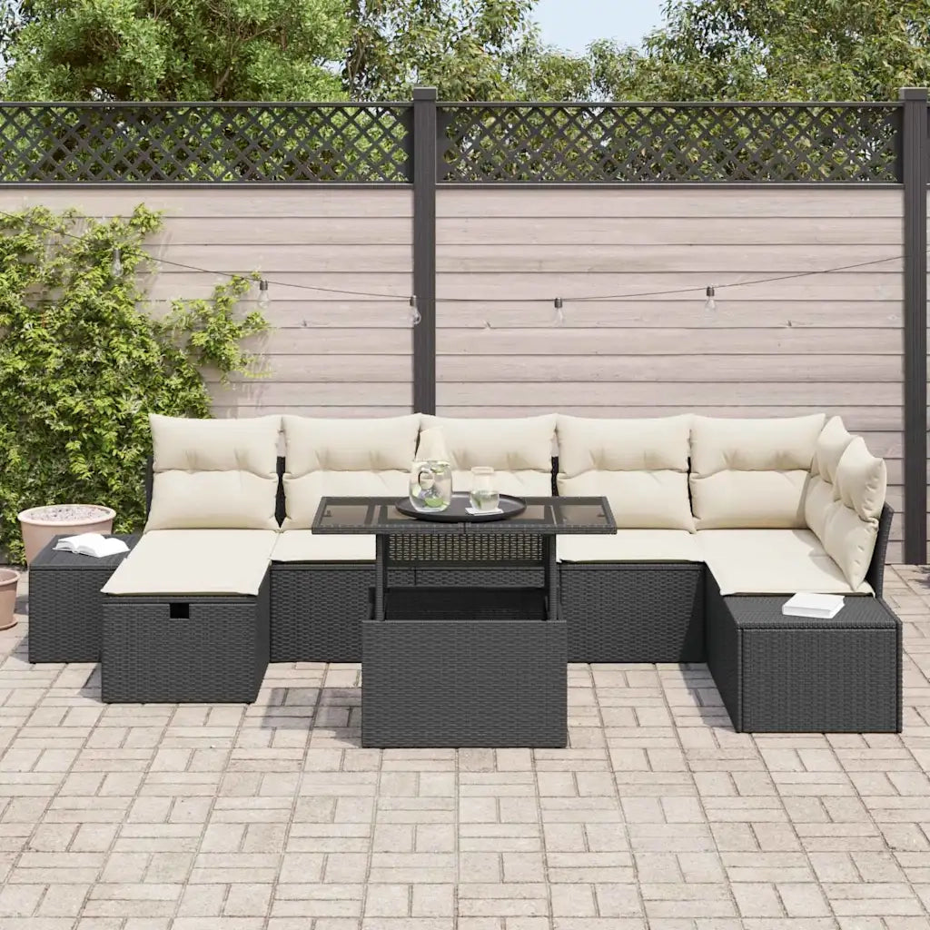 Set Divano da Giardino 8 pcs Nero polyrattan 3361216